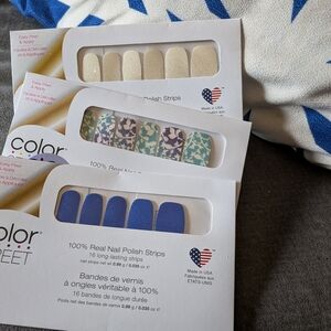Color Street Blue and Cream Nail Strips Trio